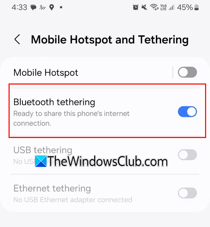 Bluetooth Tethering on Phone Bluetooth Tethering on Phone