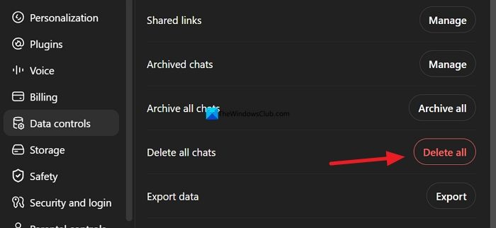 Delete all chats on ChatGPT