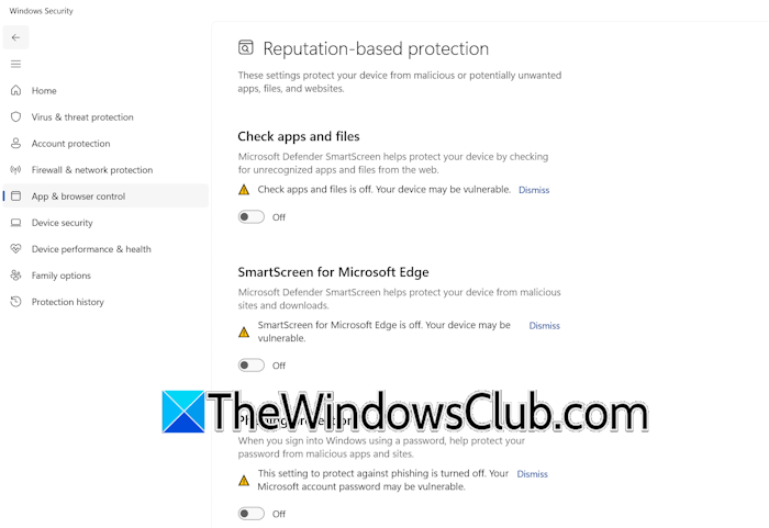 Disable Reputation-based protection Windows Security Disable Reputation-based protection Windows Security