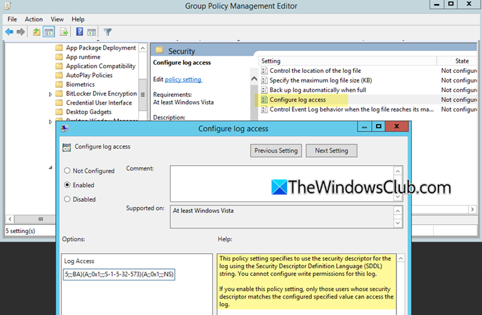 Event Log Access Group Policy Event Log Access Group Policy