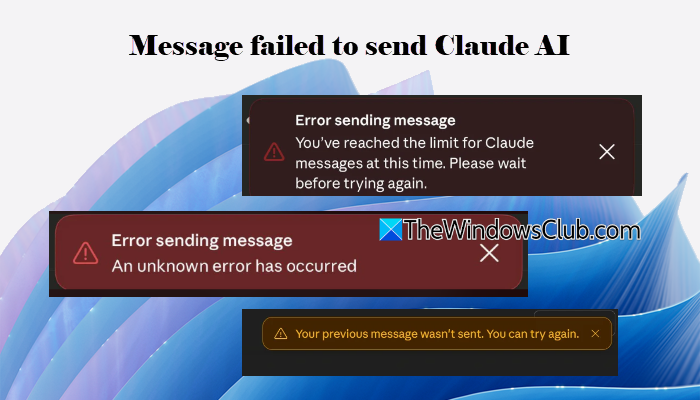 Message failed to send Claude AI
