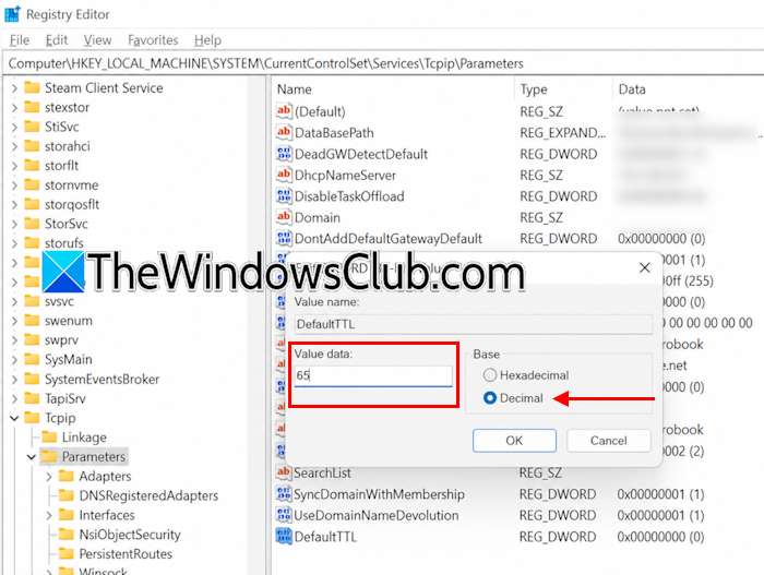 Modify TCPIP Parameters Registry Modify TCPIP Parameters Registry
