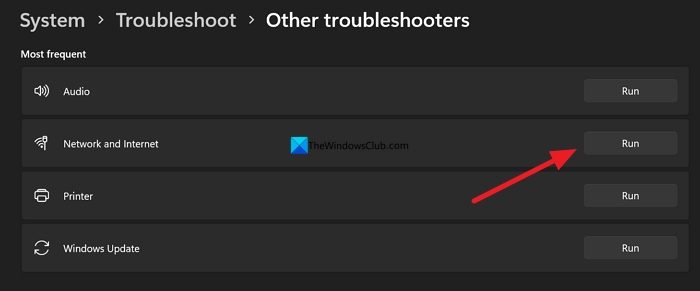 Network and Internet troubleshooter