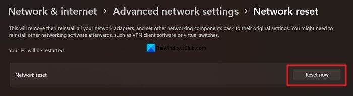 network settings reset