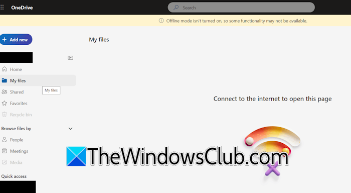 OneDrive connect to the internet error