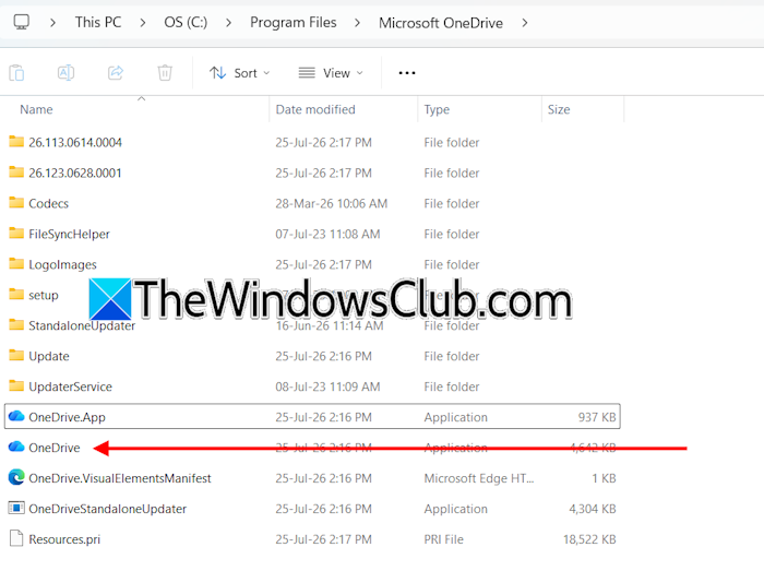 OneDrive executable file location