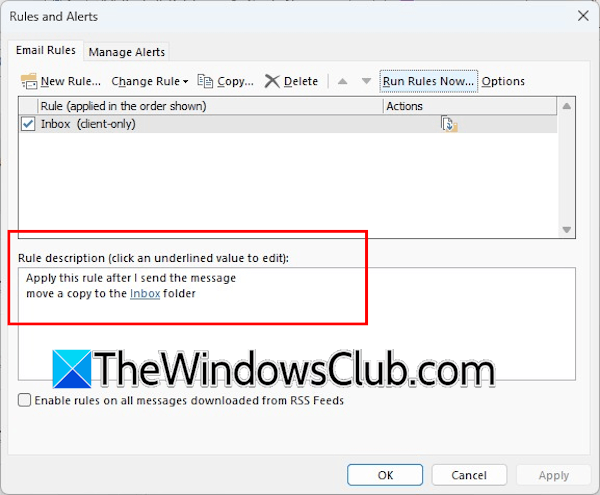 Outlook inbox rule for sent emails Outlook inbox rule for sent emails