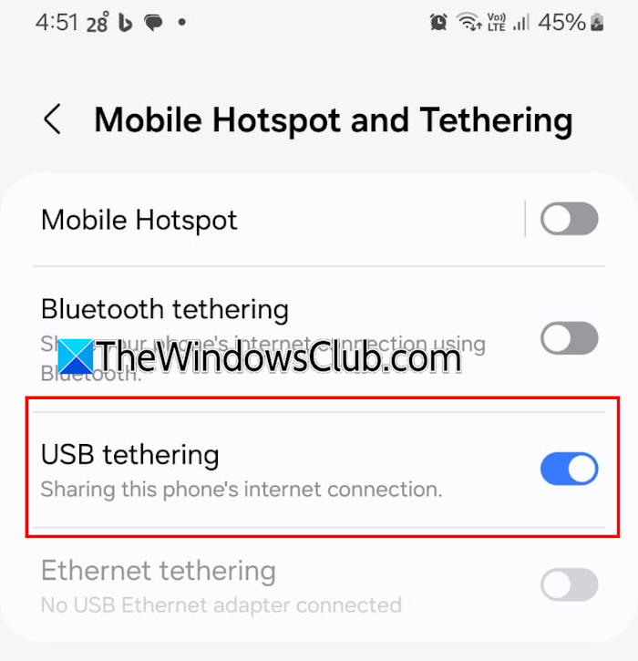 USB Tethering USB Tethering