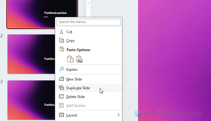 Unable to duplicate slides in PowerPoint