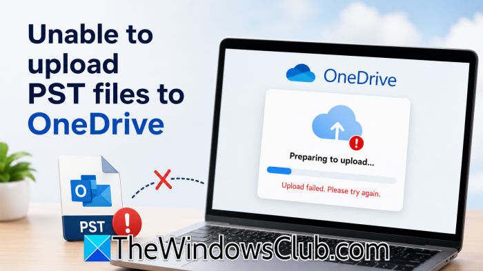 unable to upload PST files to OneDrive