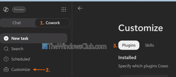 access customize page cowork tab