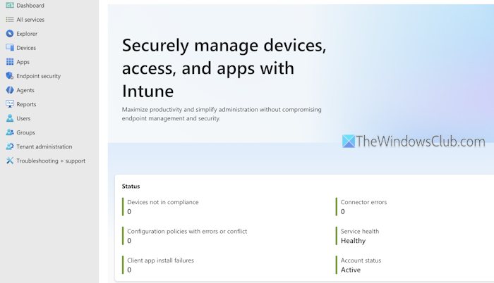 access microsoft intune admin center