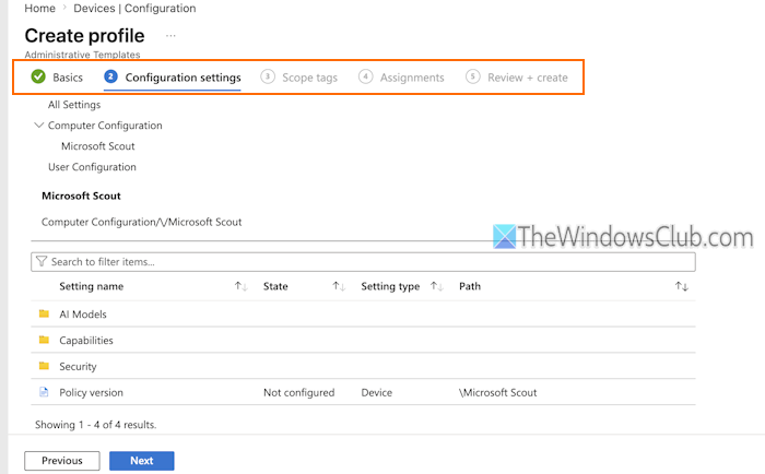 add policy name configure settings