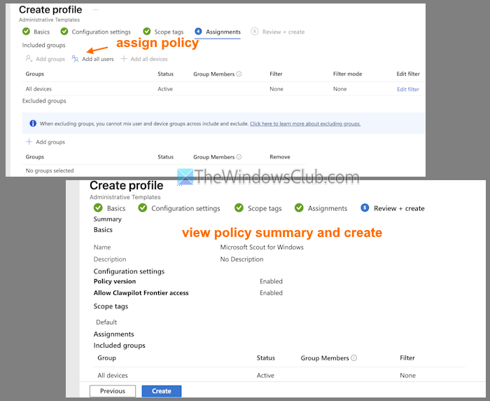 assign review create policy