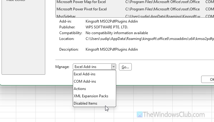Cannot enable disabled add-ins in Excel, Word, PowerPoint
