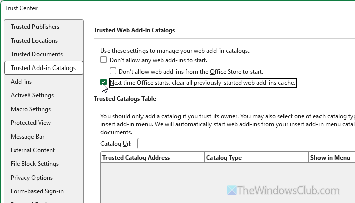Cannot enable disabled add-ins in Excel, Word, PowerPoint