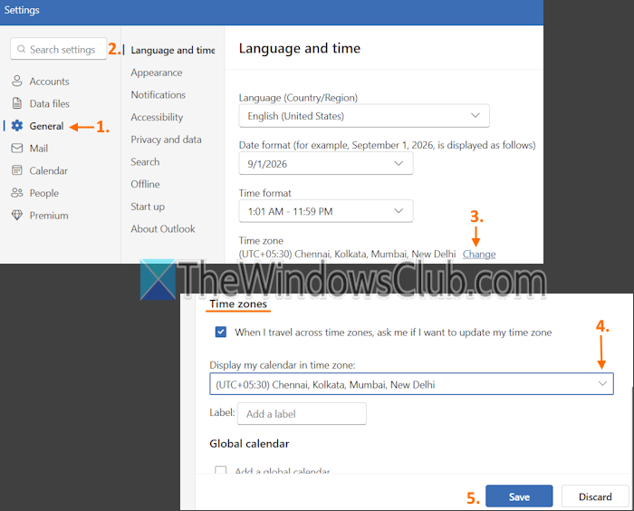 change outlook time zone change outlook time zone