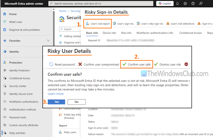 confirm user safe Microsft Entra admin center confirm user safe Microsft Entra admin center