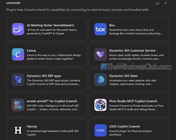discover plugins copilot cowork