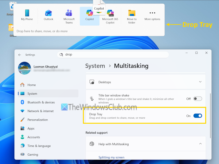 enable disable drop tray settings app enable disable drop tray settings app