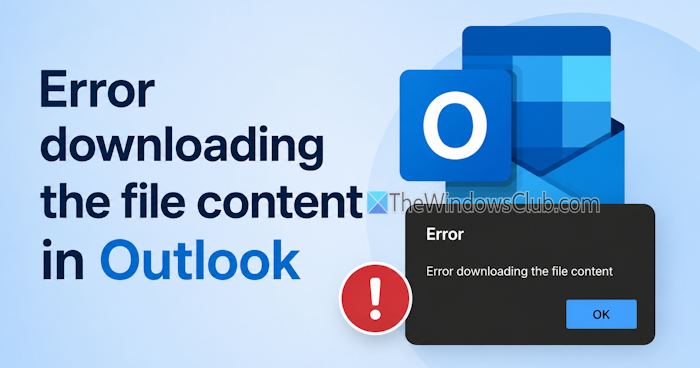 error downloading the file content Outlook