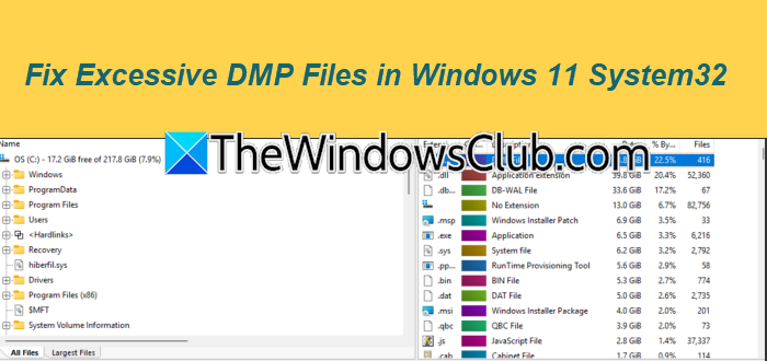 excessive DMP files in Windows 11 System32