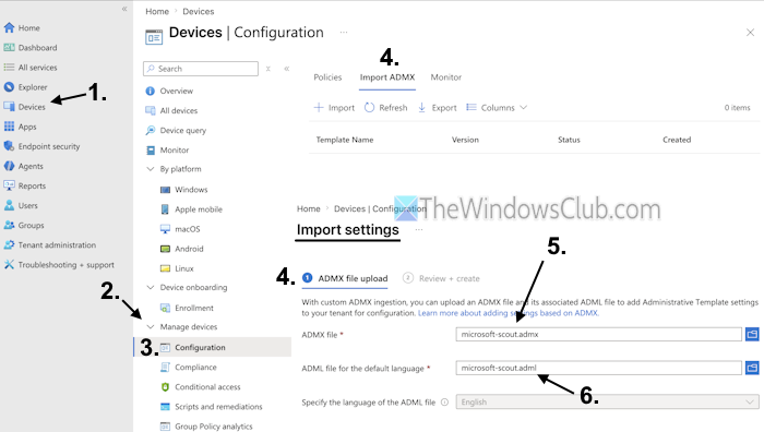 import microsoft scout windows policy template files