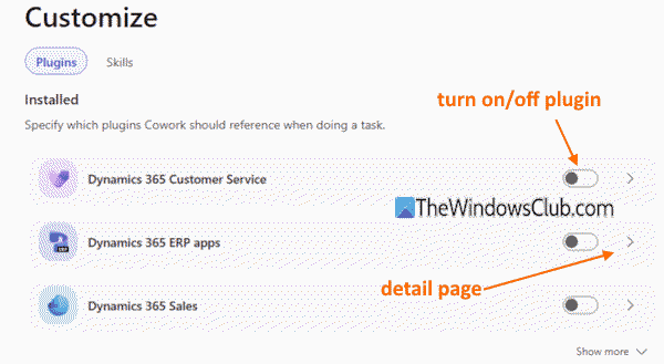installed plugins section copilot cowork