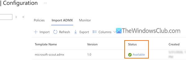 microsoft scout template status available