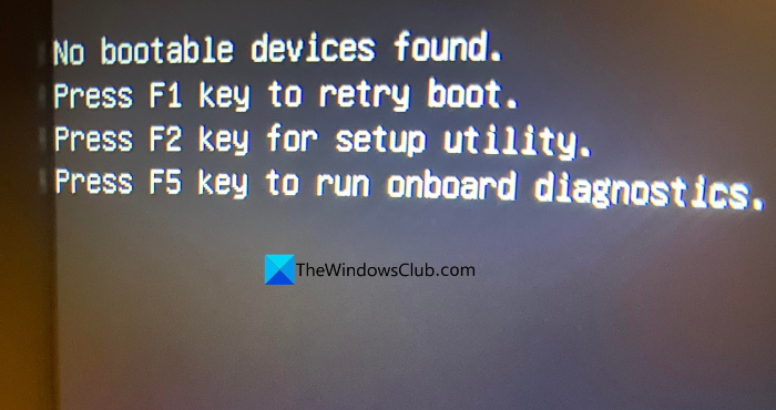 no bootable devices found