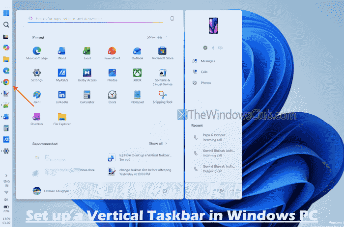 How to set a Vertical Taskbar in Windows 11 How to set a Vertical Taskbar in Windows 11
