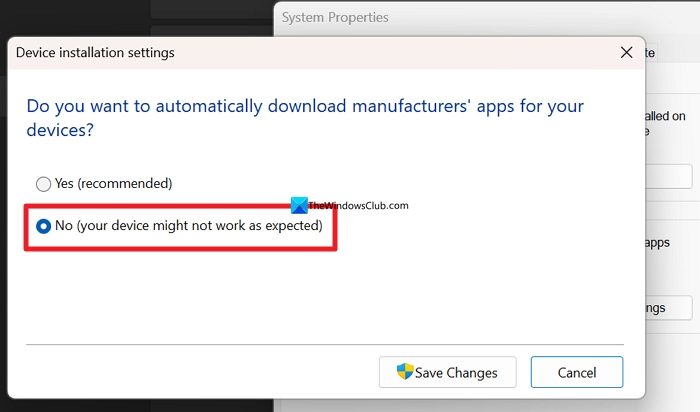 stop automatically download manufacturer's apps on windows