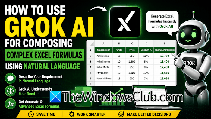 use Grok AI for composing Complex Excel Formulas