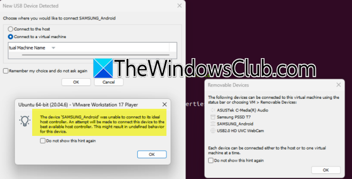 VMware Workstation unable to connect to its ideal host controller
