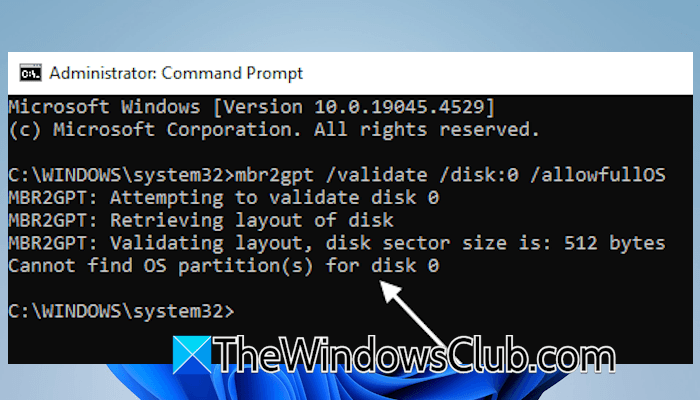 Cannot find OS partitions for disk 0