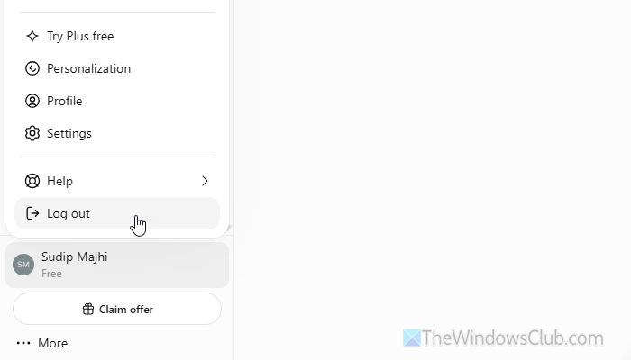 ChatGPT showing blank screen