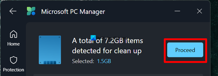 Cleanup on Microsoft PC Manager