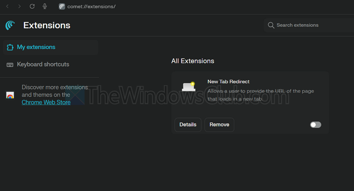 Comet Extensions Disable