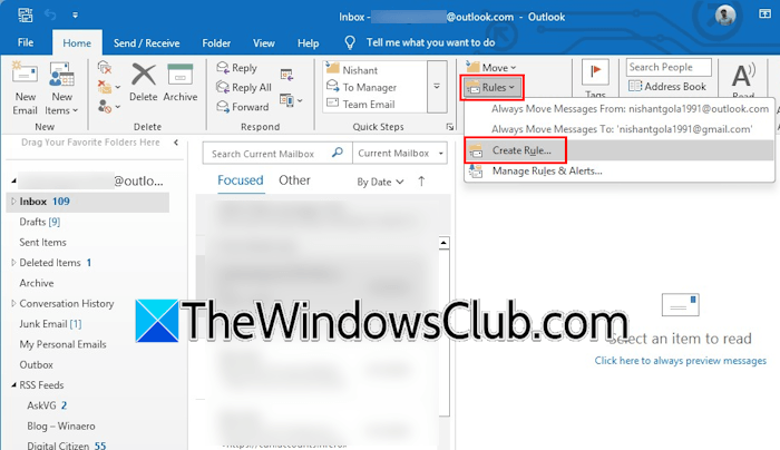 Create rules in Microsoft Outlook