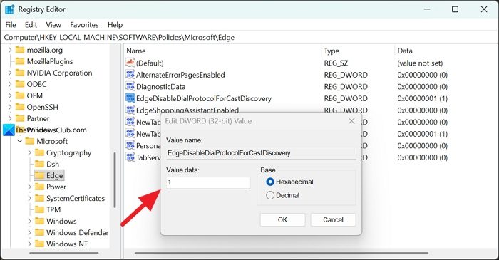 Edge Disable Dial Protocol for cast discovery