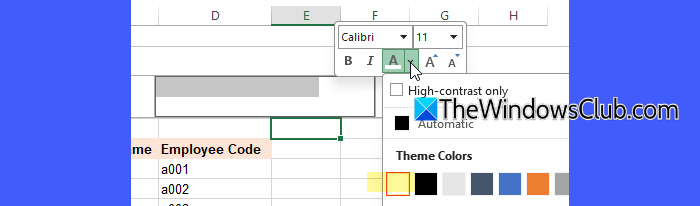 Font Color Header Font Color Header