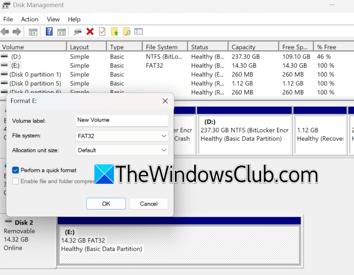 Format USB disk with Disk Management Format USB disk with Disk Management