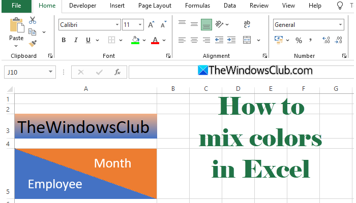 How to mix colors in Excel