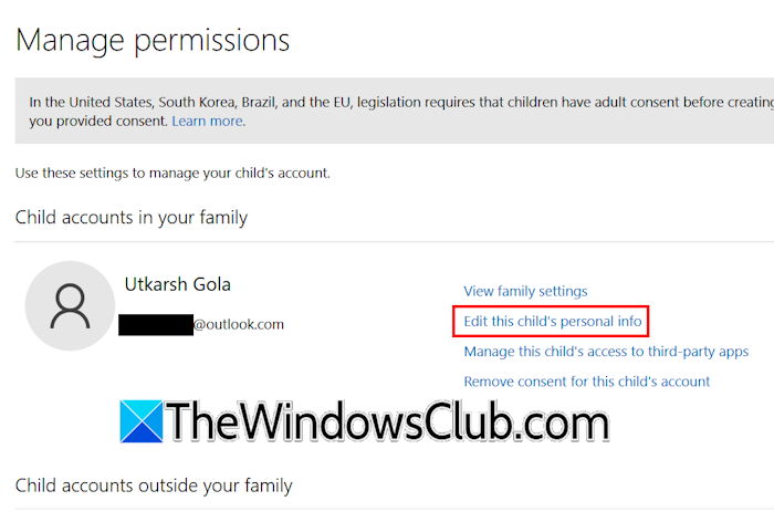 Manage child account permissions Manage child account permissions