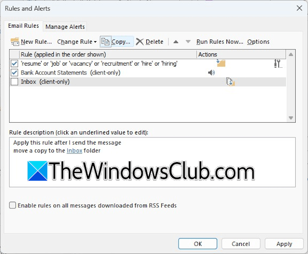 Manage rules in Microsoft Outlook