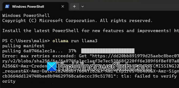 Max retries exceeded Ollama