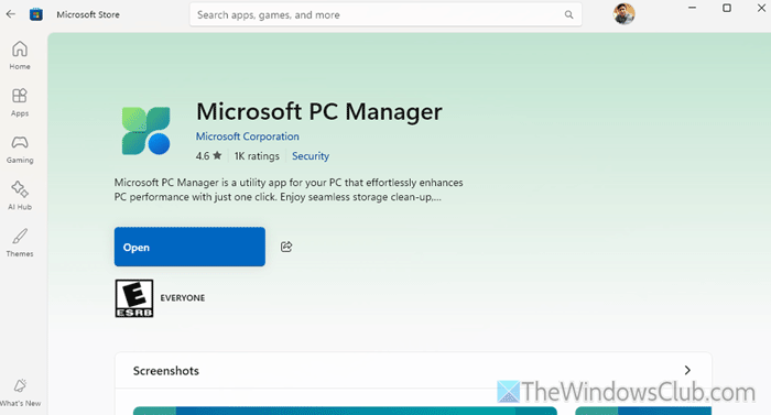 Microsoft PC Manager Deep cleanup Unable to proceed