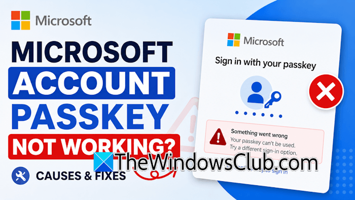 Microsoft account passkey not working