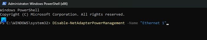 PowerShell command energy efficient ethernet