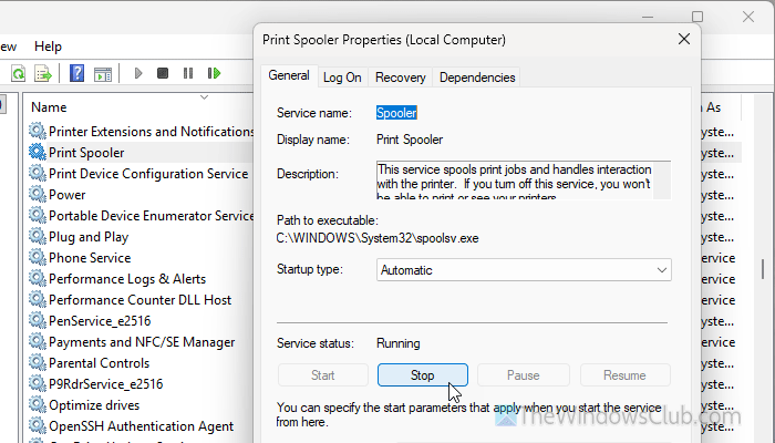 Printer only prints one page then stops on PC